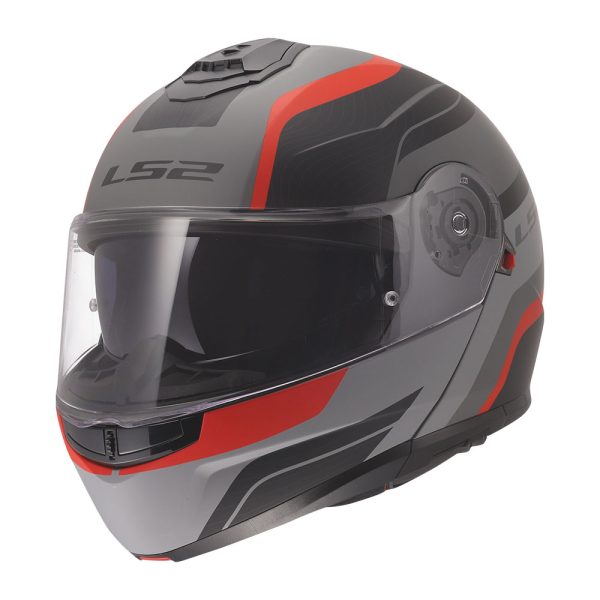 Kaciga LS2 Flip Up FF908 STROBE II MONZA crno sivo crvena