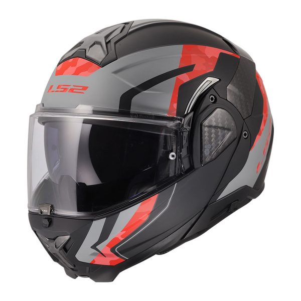 Kaciga LS2 Flip Up FF910 ADVANT II GLIDE crno sivo crvena