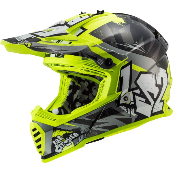 Kaciga LS2 Cross MX437 FAST II MINI CRUSHER dečija crno žuta