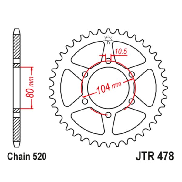 Lančanik zadnji JT JTR478-46ZBK (520) 46 zuba