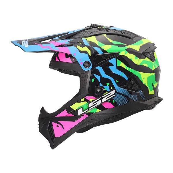 Kaciga LS2 Cross MX708 FAST II GROTESK plavo rozo zelena