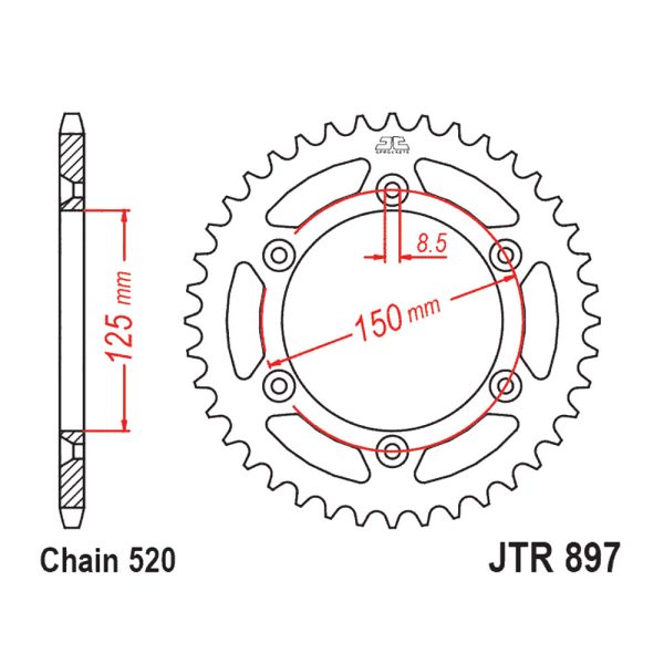 Zadnji lančanik JT JTR897-47 (520) 47 zuba