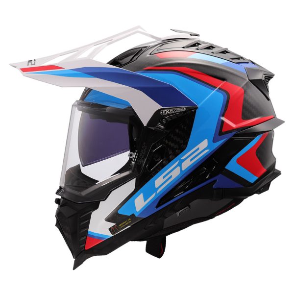 Kaciga LS2 Enduro MX701 EXPLORER CARBON FRONTIER II belo plavo crvena