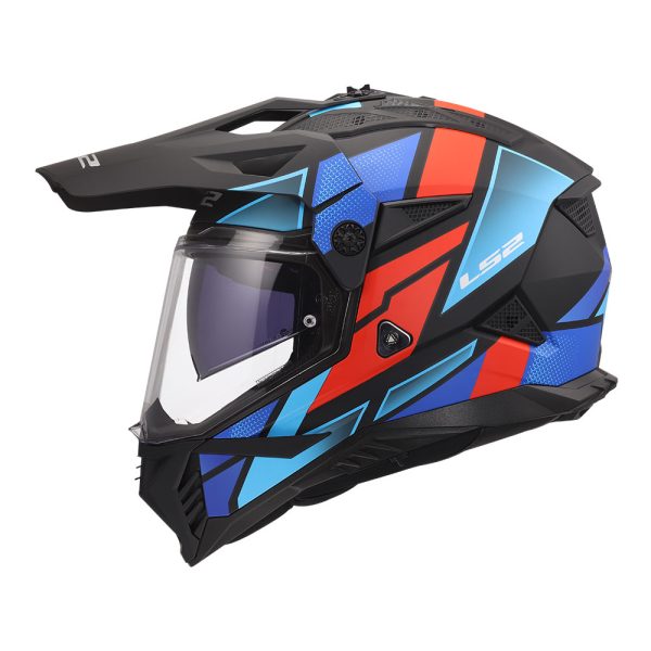 Kaciga LS2 Enduro MX702 PIONEER II BLOCK crno crveno plava