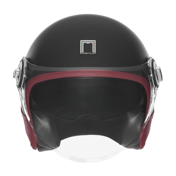 Kaciga NOX HERITAGE PREMIUM crna sa crvenom kožom