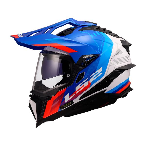 Kaciga LS2 Enduro MX701 EXPLORER HEXA belo plavo crvena