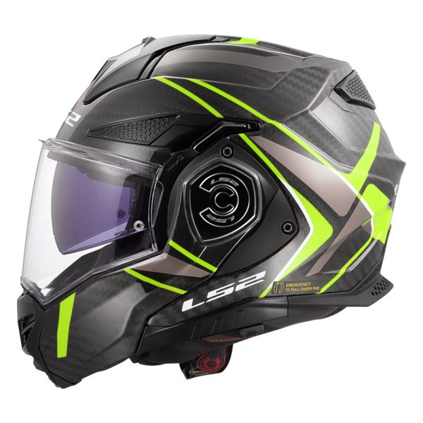 Kaciga LS2 Flip Up FF901 ADVANT X FUTURE II carbon žuta sa naočarima