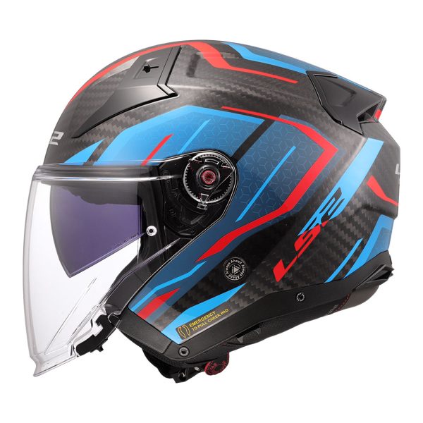 Kaciga LS2 Jet OF603 INFINITY II CARBON URUS plavo crvena