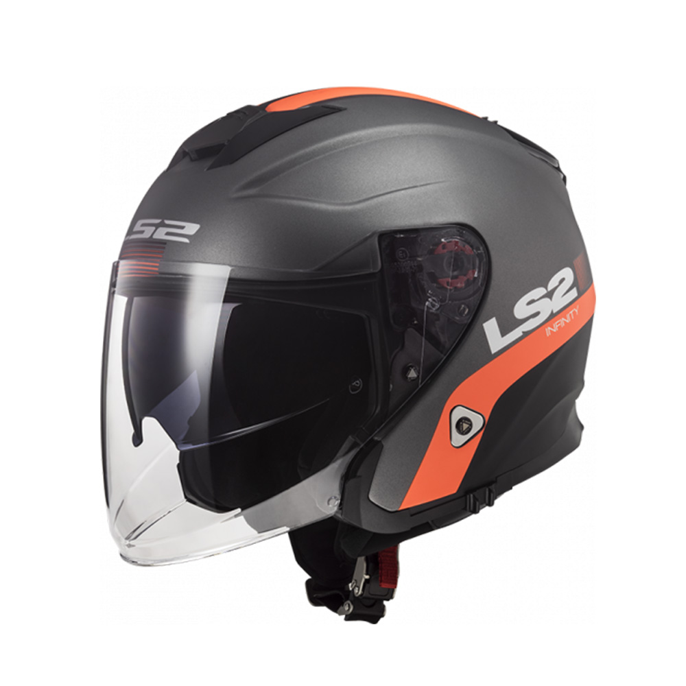 4a15ca6b-c9e2-4f1c-af61-efe97e4ceb5d Kaciga LS2 Jet OF521 INFINITY SMART mat titanium narandžasta sa naočarima