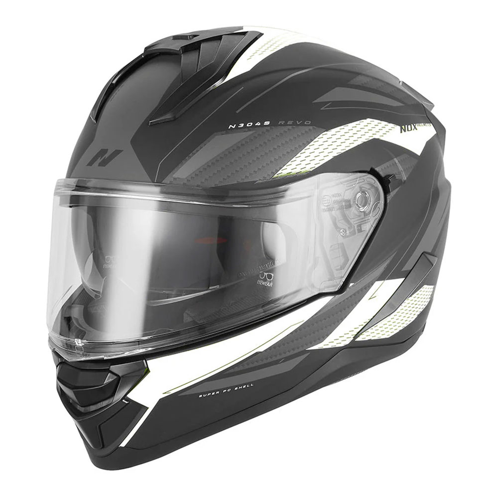57076bfd-637f-4344-b209-a91b73f3b47f Kaciga NOX Full Face sa naočarima N304 S REVO WHITE MATT BLACK