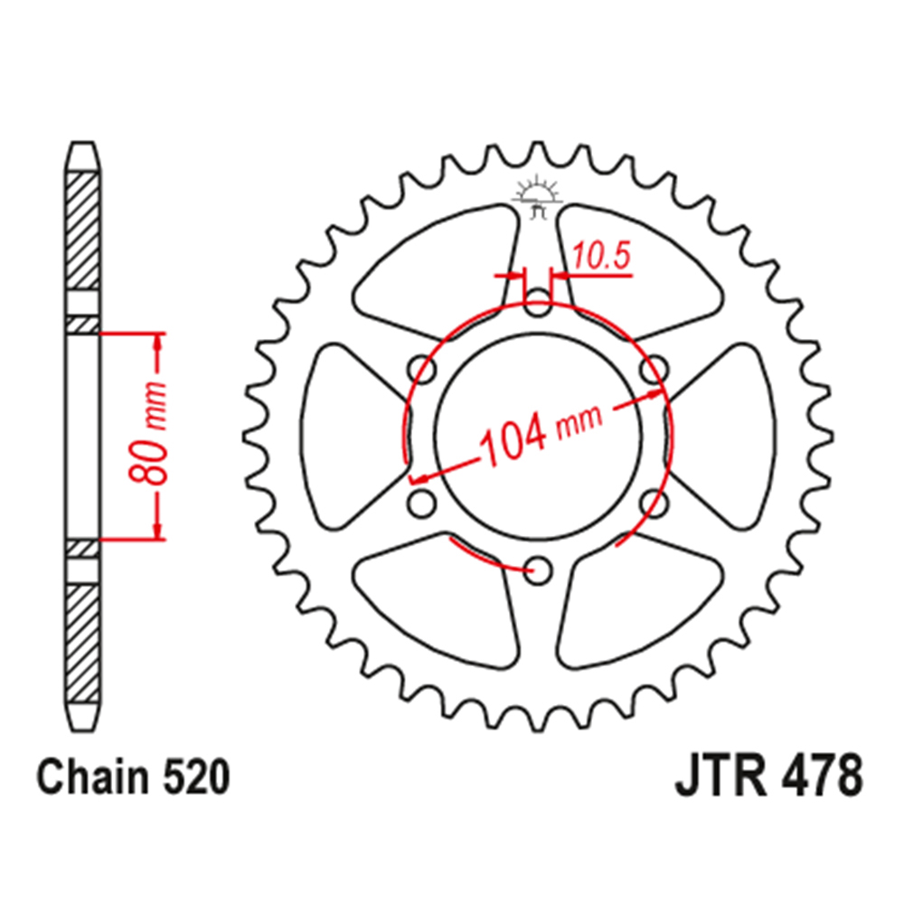 72bb342f-1344-41c9-add8-78032e2985f4 Lančanik zadnji JT JTR478-46ZBK (520) 46 zuba