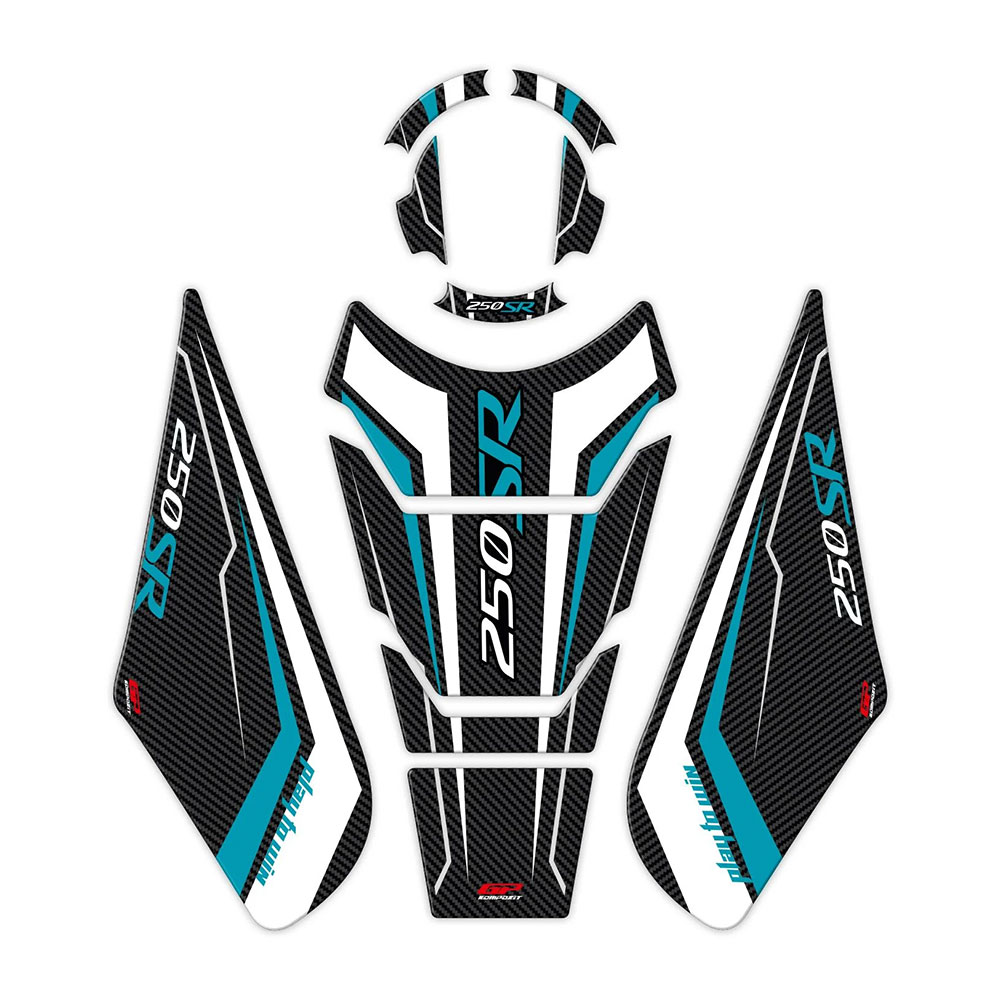 2e630e3d-8540-49a4-8c88-da32cfb9dafa Nalepnice rezervoara TANK PAD CF MOTO 250SR tirkizno carbon (20-24) GP KOMPOZIT