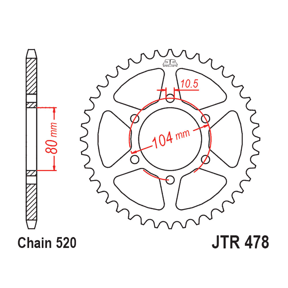 JTR478-54 Zadnji lančanik JT JTR478-54 (520) 54 zuba