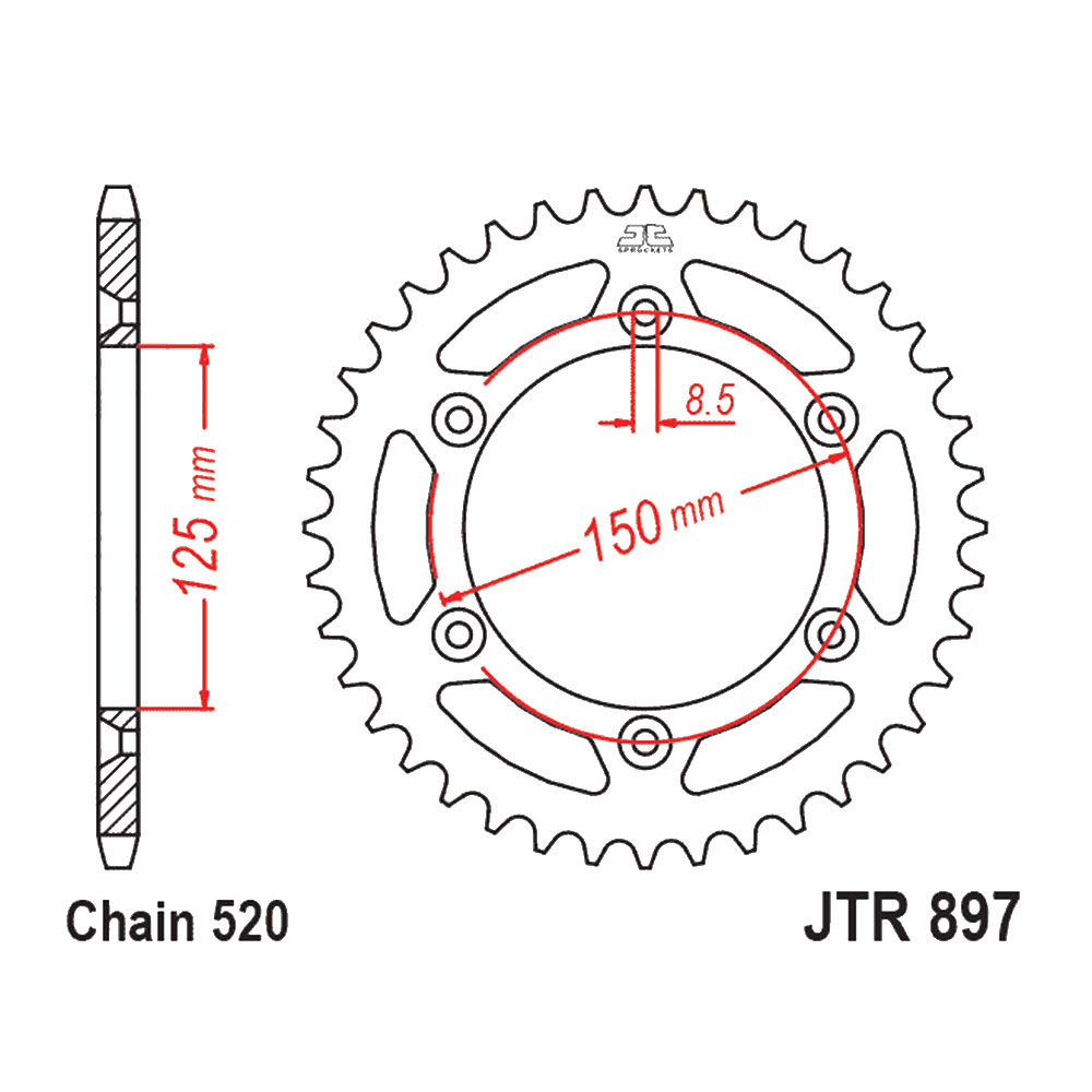 JTR897-47 Zadnji lančanik JT JTR897-47 (520) 47 zuba