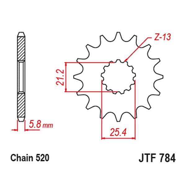 Lančanik prednji JT JTF784-14RB (520) 14 zuba