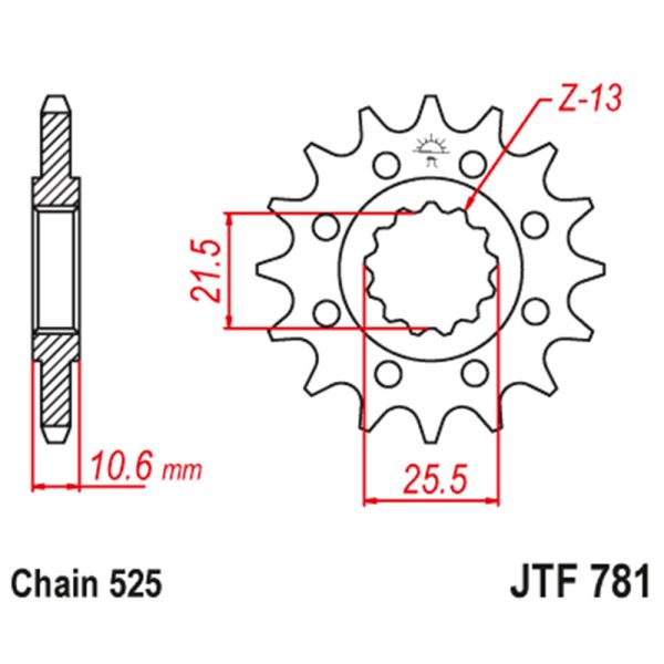 Lančanik prednji JT JTF781-15 (525) 15 zuba
