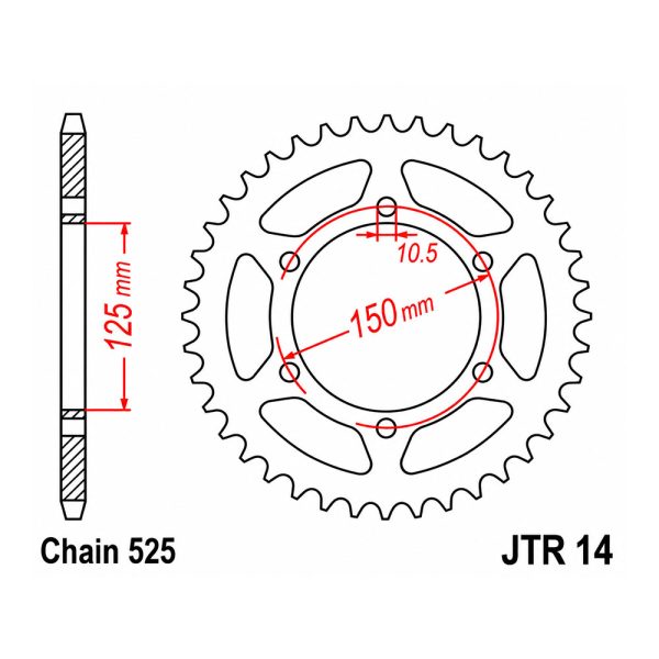 Lančanik zadnji JT  JTR14-46 (525) 46 zuba