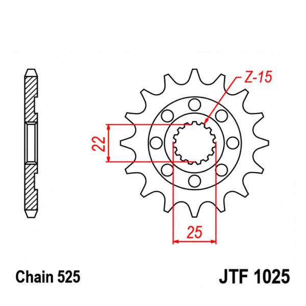 Lančanik prednji JT JTF1025-15 (525) 15 zuba