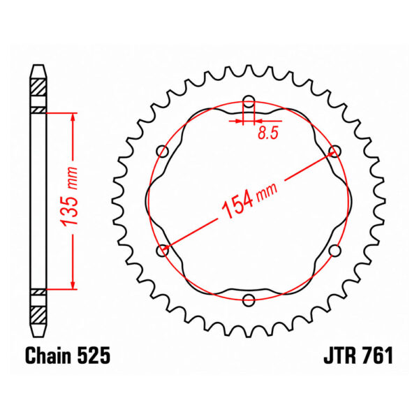 Lančanik zadnji JT JTR761-39 (525) 39 zuba