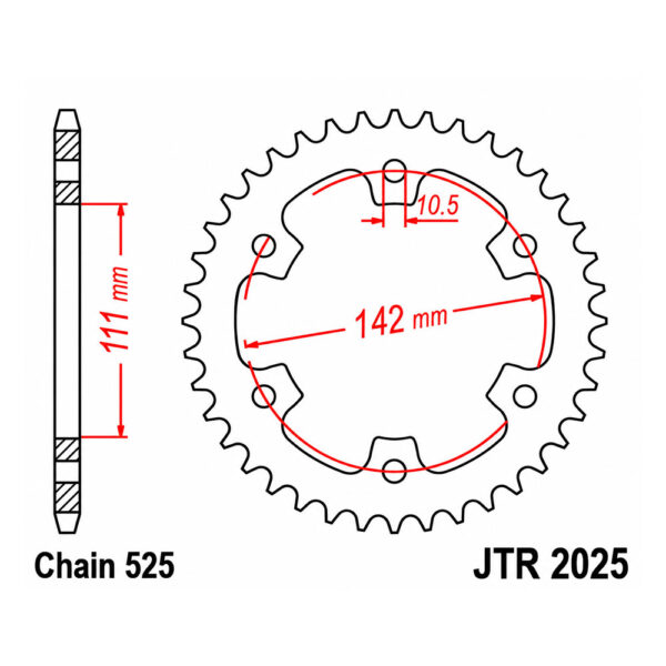 Lančanik zadnji JT JTR2025-38 (525) 38 zuba