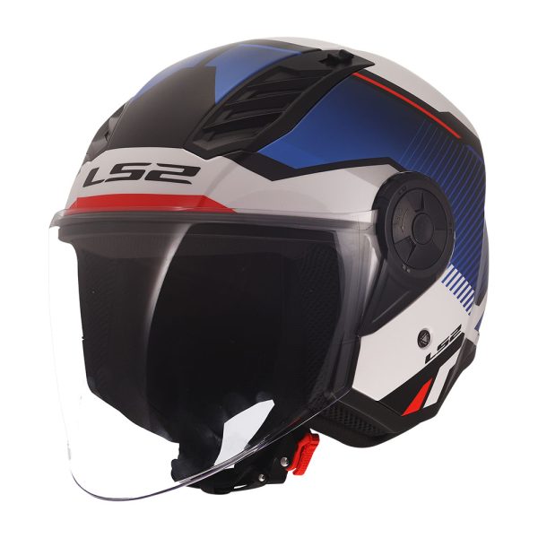 Kaciga LS2 Jet OF616 AIRFLOW II SOLAR belo plavo crvena