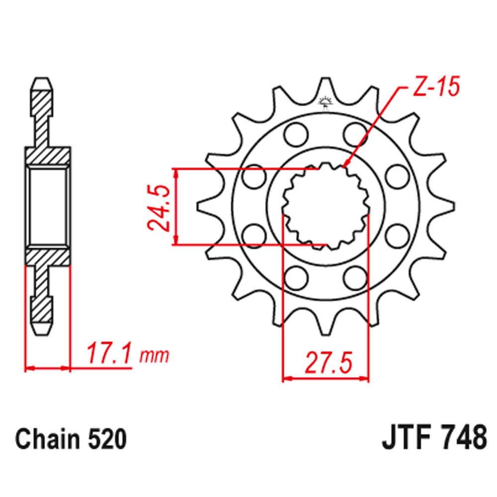 7158745e-f06d-4db5-ac4c-1eabcc446a0d Lančanik prednji JT JTF748-15RB (520) 15 zuba