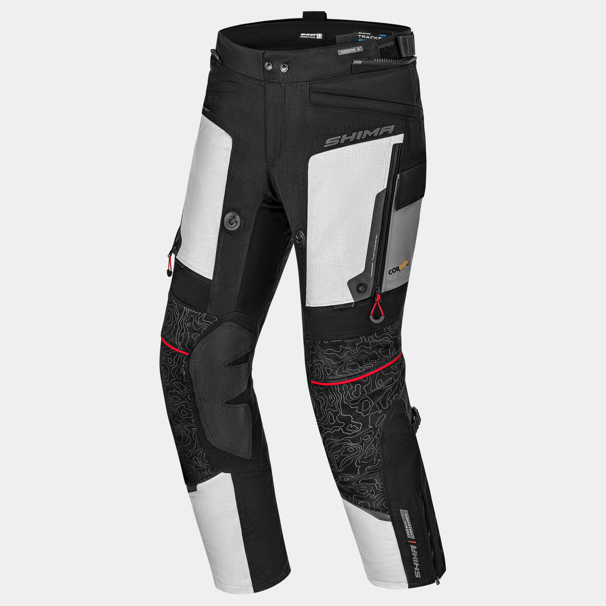 SHIMA_TRACKER_PNT_MEN_LIGHT-GREY_FRONT SHIMA MOTO PANTALONE TRACKER SIVO CRVENE